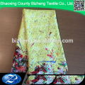 yellow digital print silk fabric for fashion garment